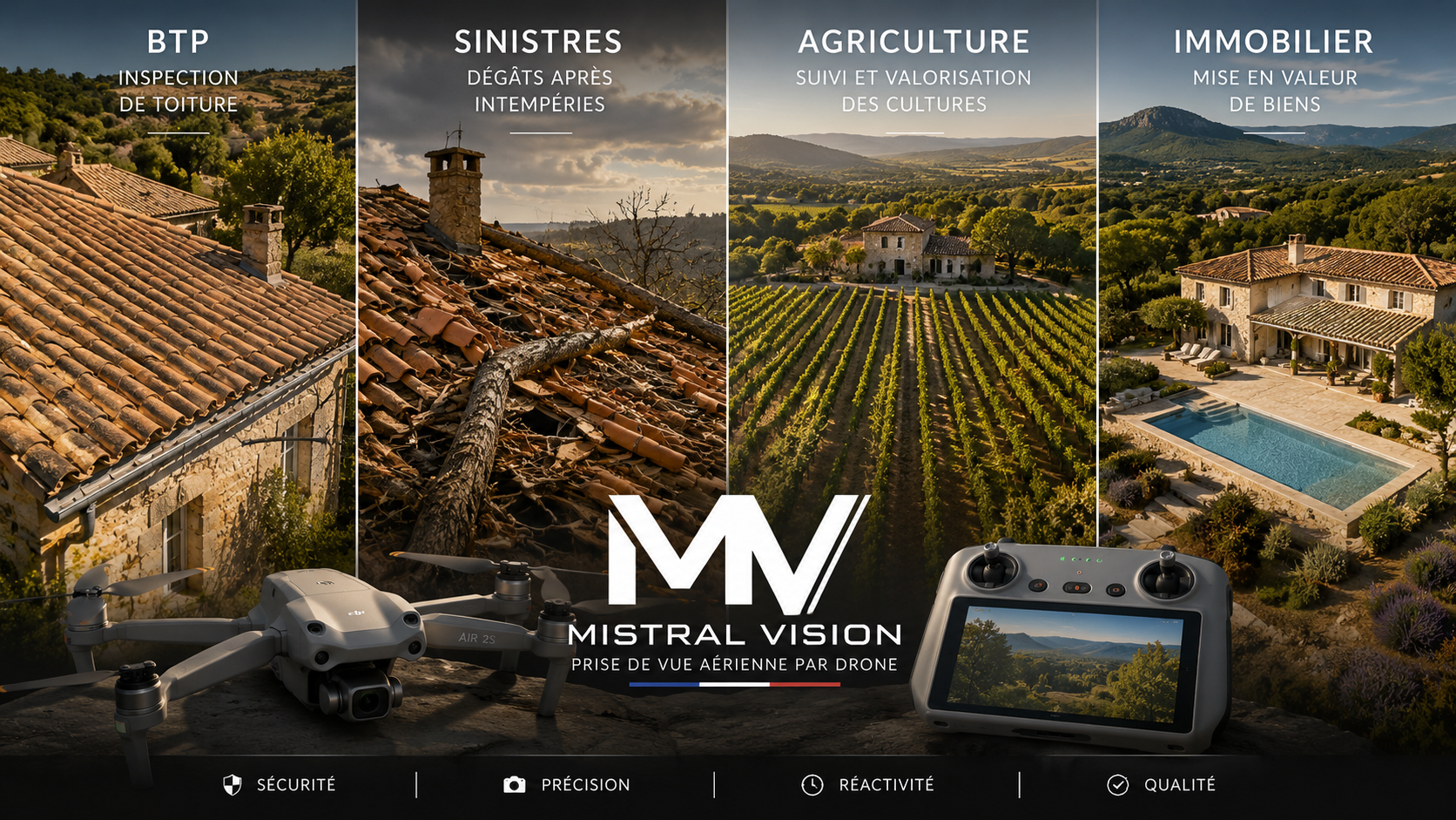 Mistral Vision – BTP, Sinistres, Agriculture, Immobilier – drone professionnel Gard et Vaucluse